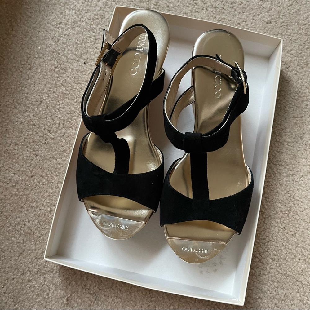 Black Suede Jimmy Choo Wedge -  121 Prudence